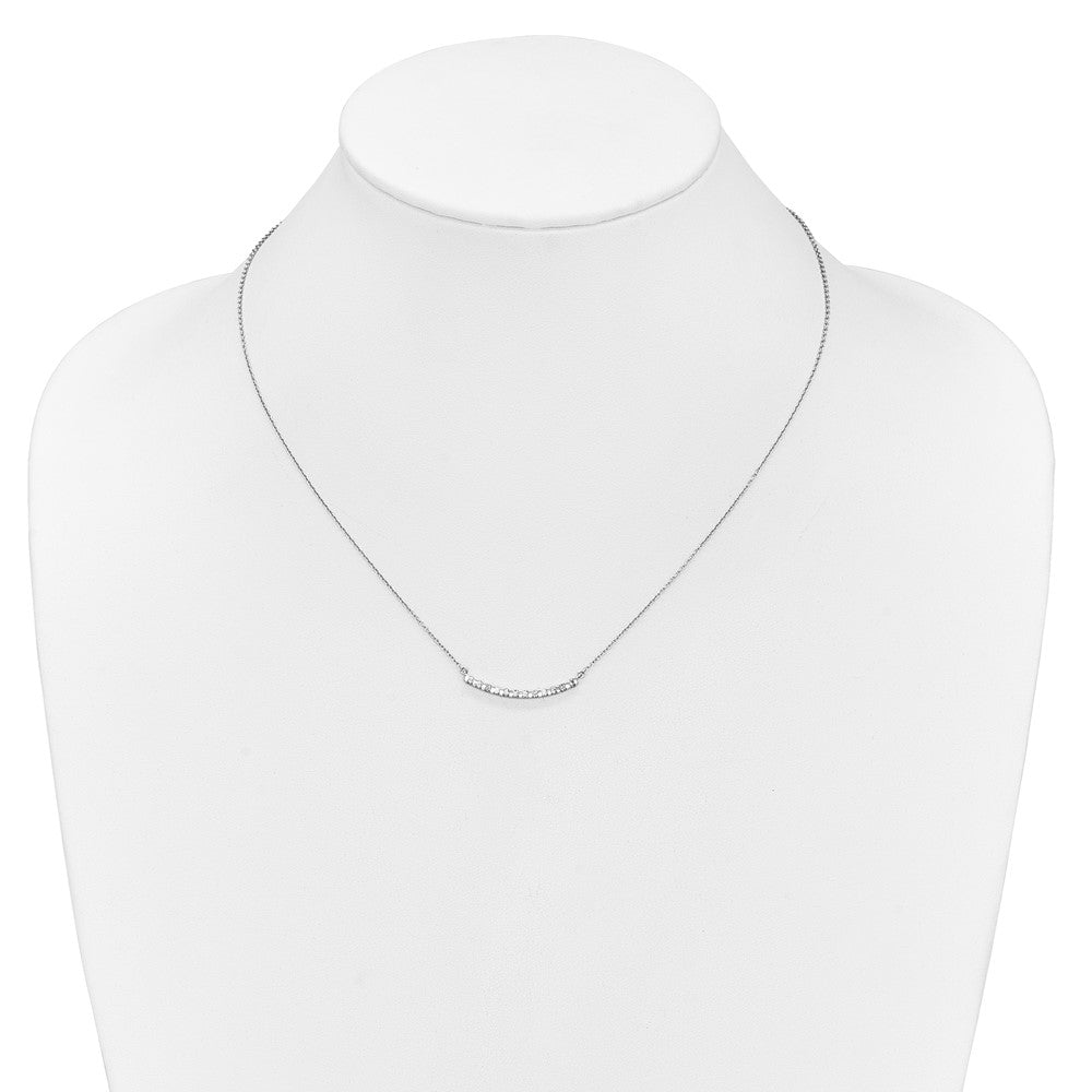 14k White Gold 1/4 carat Diamond Curved Bar 18 inch Necklace