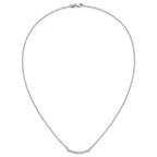 14k White Gold 1/4 carat Diamond Curved Bar 18 inch Necklace