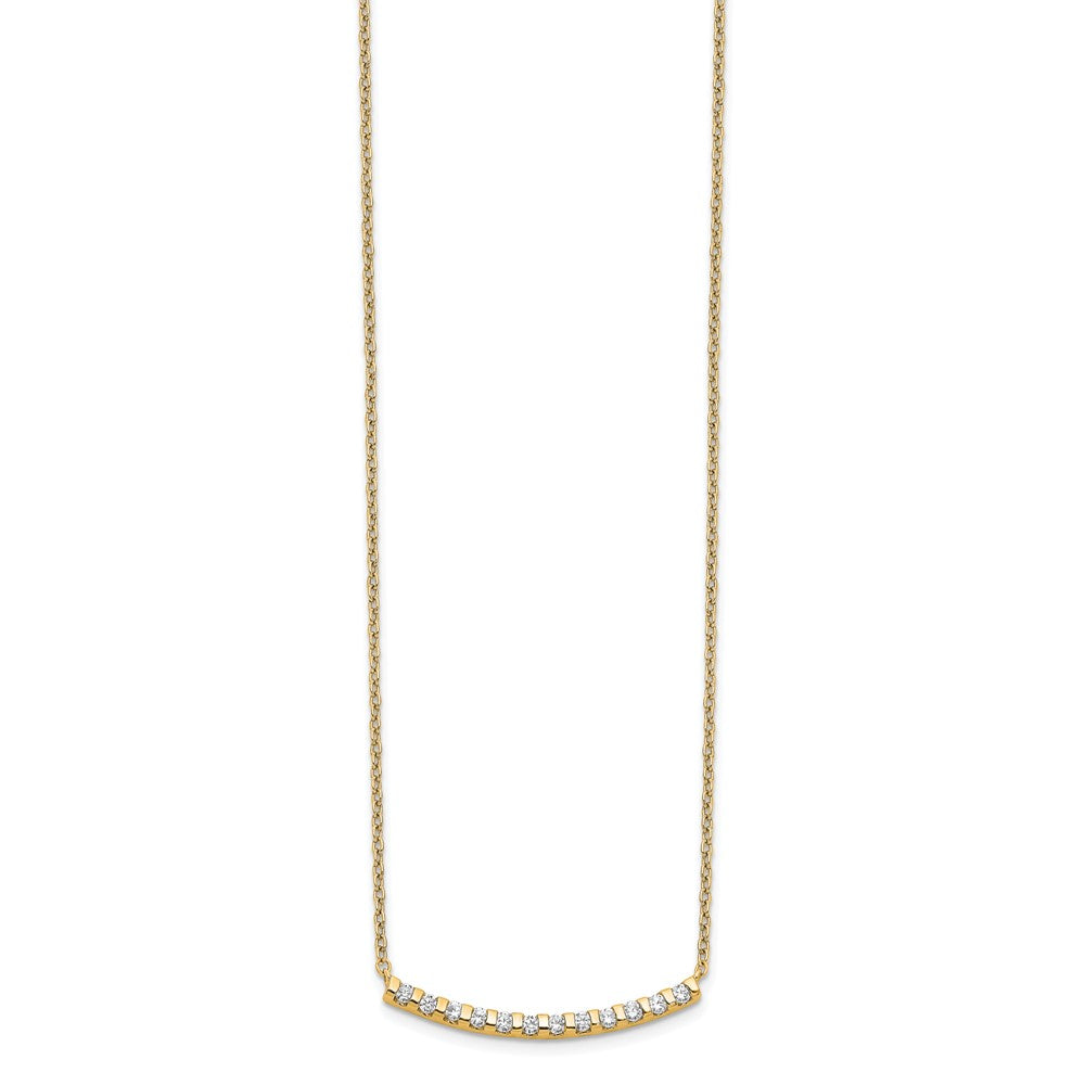 14k 1/4 carat Lab Grown Diamond VS/SI+ G+ Complete 18 inch Curved Bar Necklace