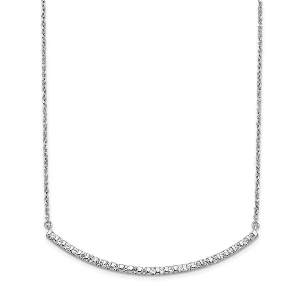 14k White Gold 1/2 carat Lab Grown Diamond VS/SI+ G+ Complete 18 inch Curved Bar Necklace