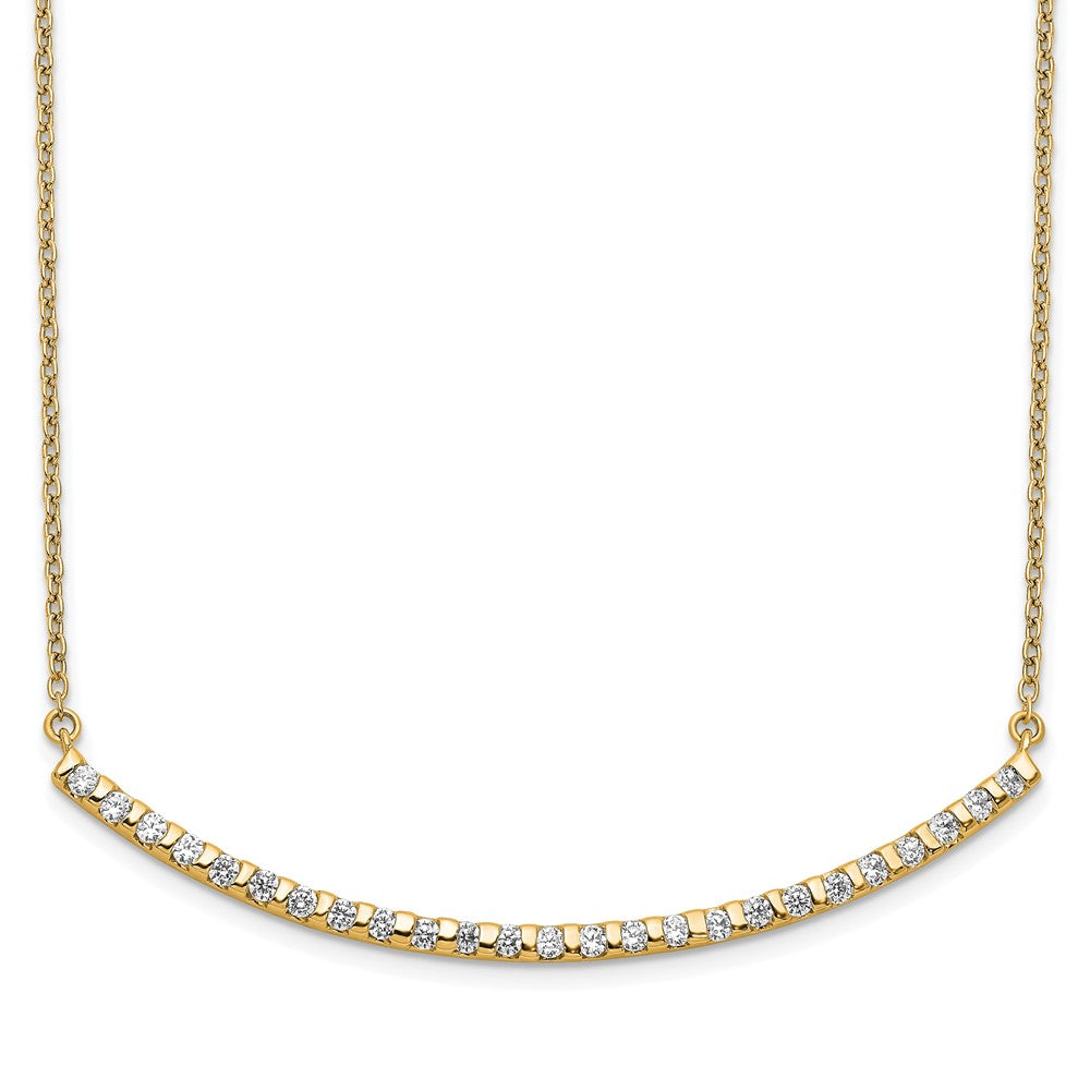 14k 1/2 carat Lab Grown Diamond VS/SI+ G+ Complete 18 inch Curved Bar Necklace