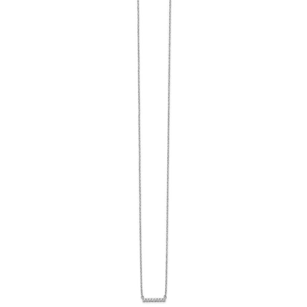 14k White Gold 1/10 carat Diamond Bar 18 inch Necklace