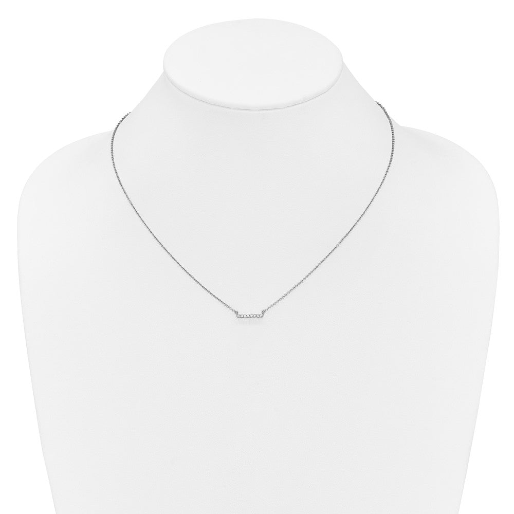 14k White Gold 1/10 carat Diamond Bar 18 inch Necklace