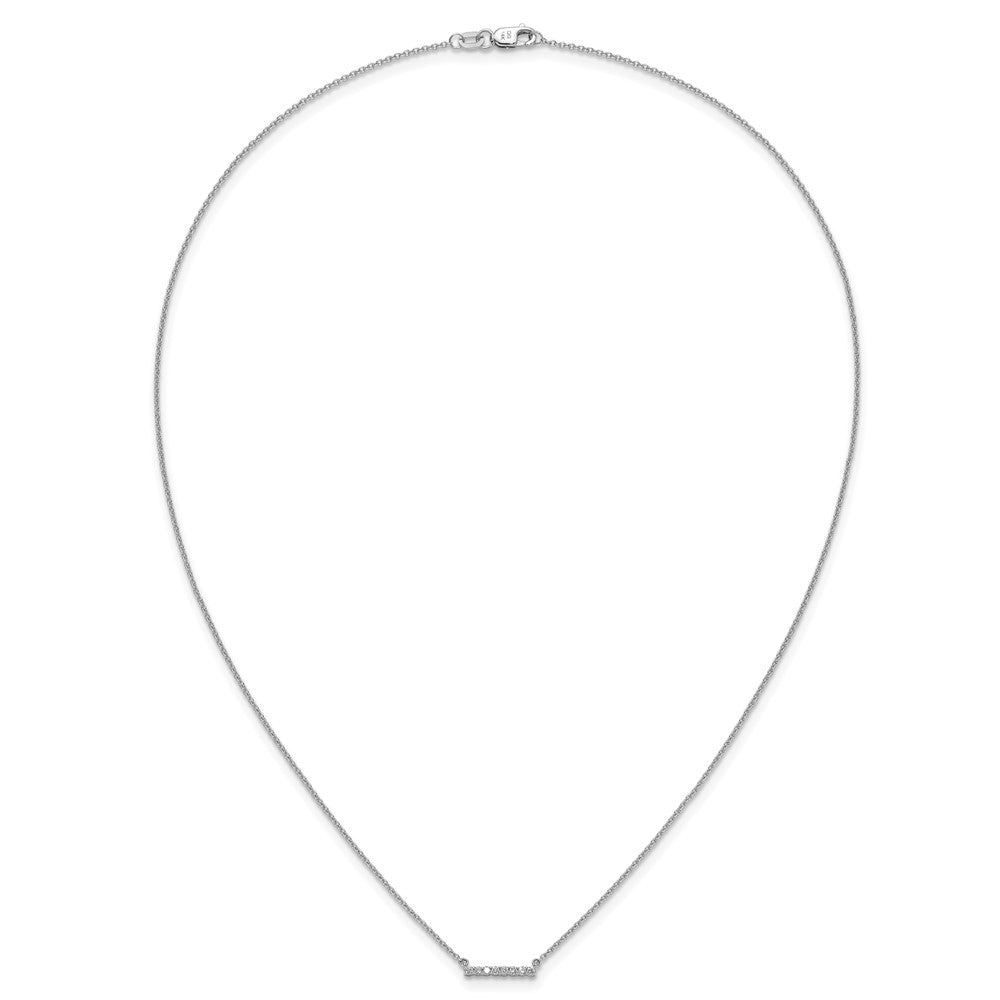14k White Gold 1/10 carat Diamond Bar 18 inch Necklace