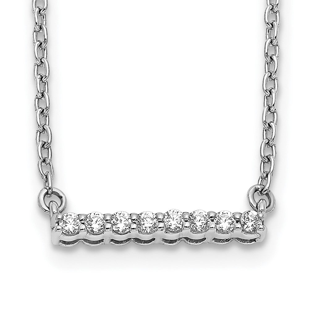 14k White Gold 1/10 carat Diamond Bar 18 inch Necklace