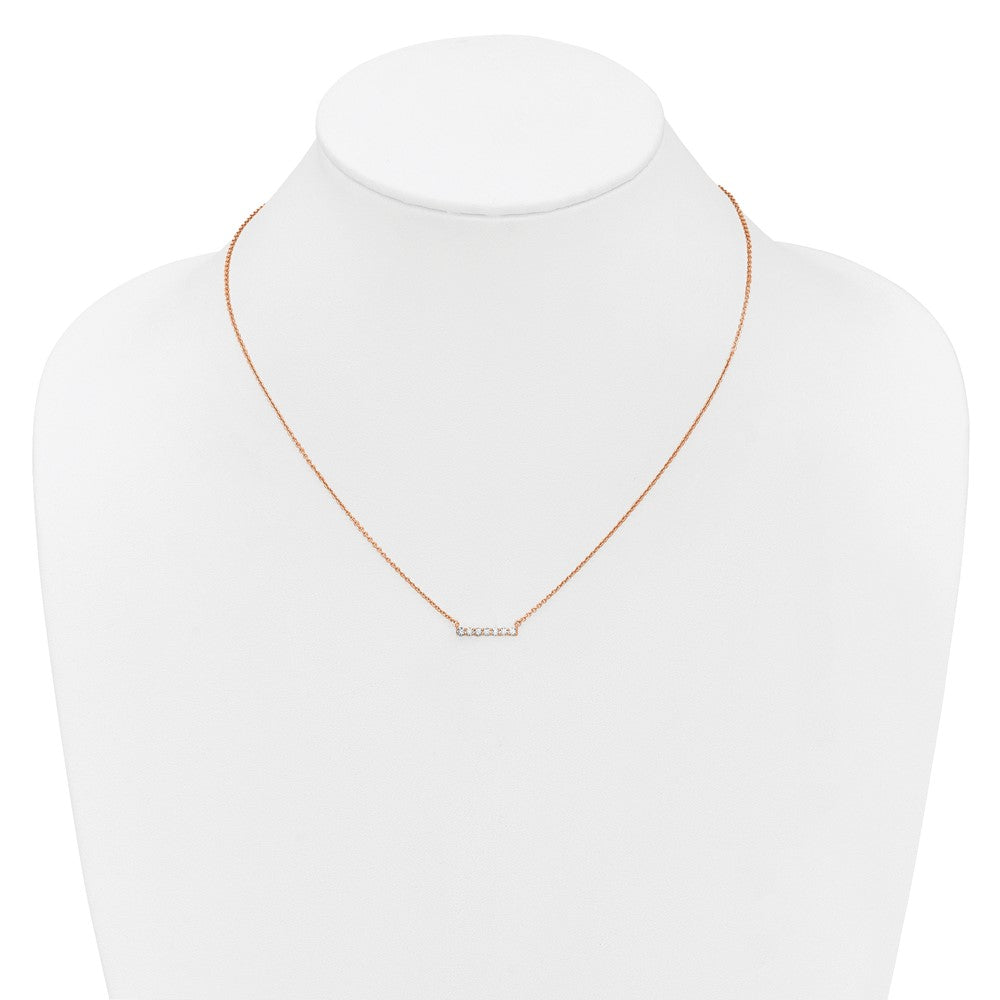 14k Rose Gold 1/4 carat Lab Grown Diamond VS/SI+ G+ Complete 18 inch Bar Necklace