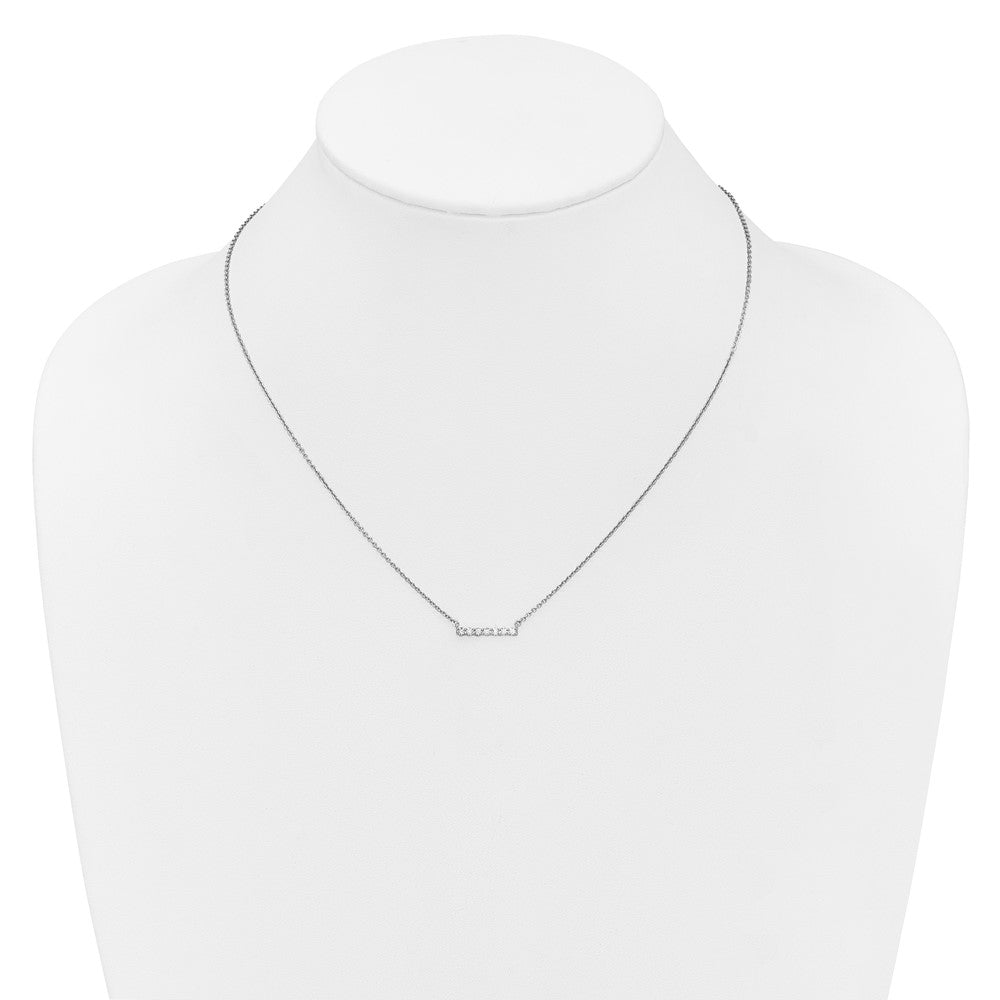 14k White Gold 1/4 carat Diamond Bar 18 inch Necklace