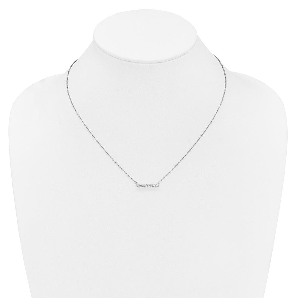 14k White Gold 1/3 carat Diamond Bar 18 inch Necklace