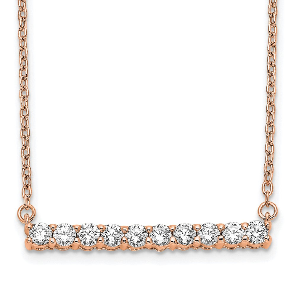 14k Rose Gold 1/2 carat Lab Grown Diamond VS/SI+ G+ Complete 18 inch Bar Necklace