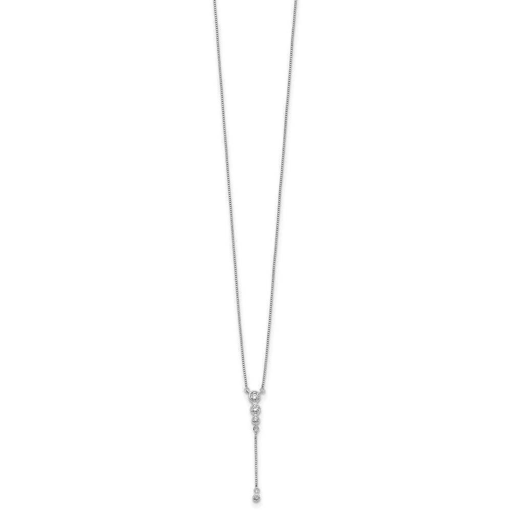 14k White Gold 1/4 carat Diamond Graduated 3-stone with Dangle 18 inch Y-Necklace