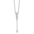 14k White Gold 1/4 carat Diamond Graduated 3-stone with Dangle 18 inch Y-Necklace