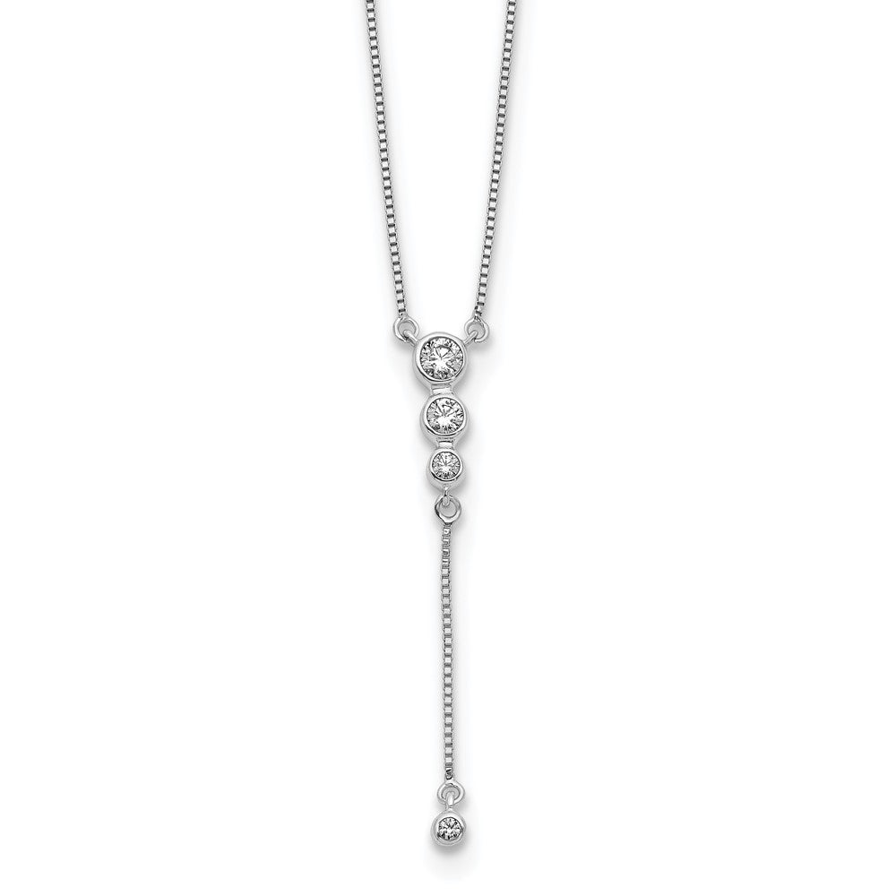 14k White Gold 1/4 carat Diamond Graduated 3-stone with Dangle 18 inch Y-Necklace
