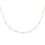14k Complete 1 carat Diamond 3-Stone Cluster 7-Station 18 inch Necklace