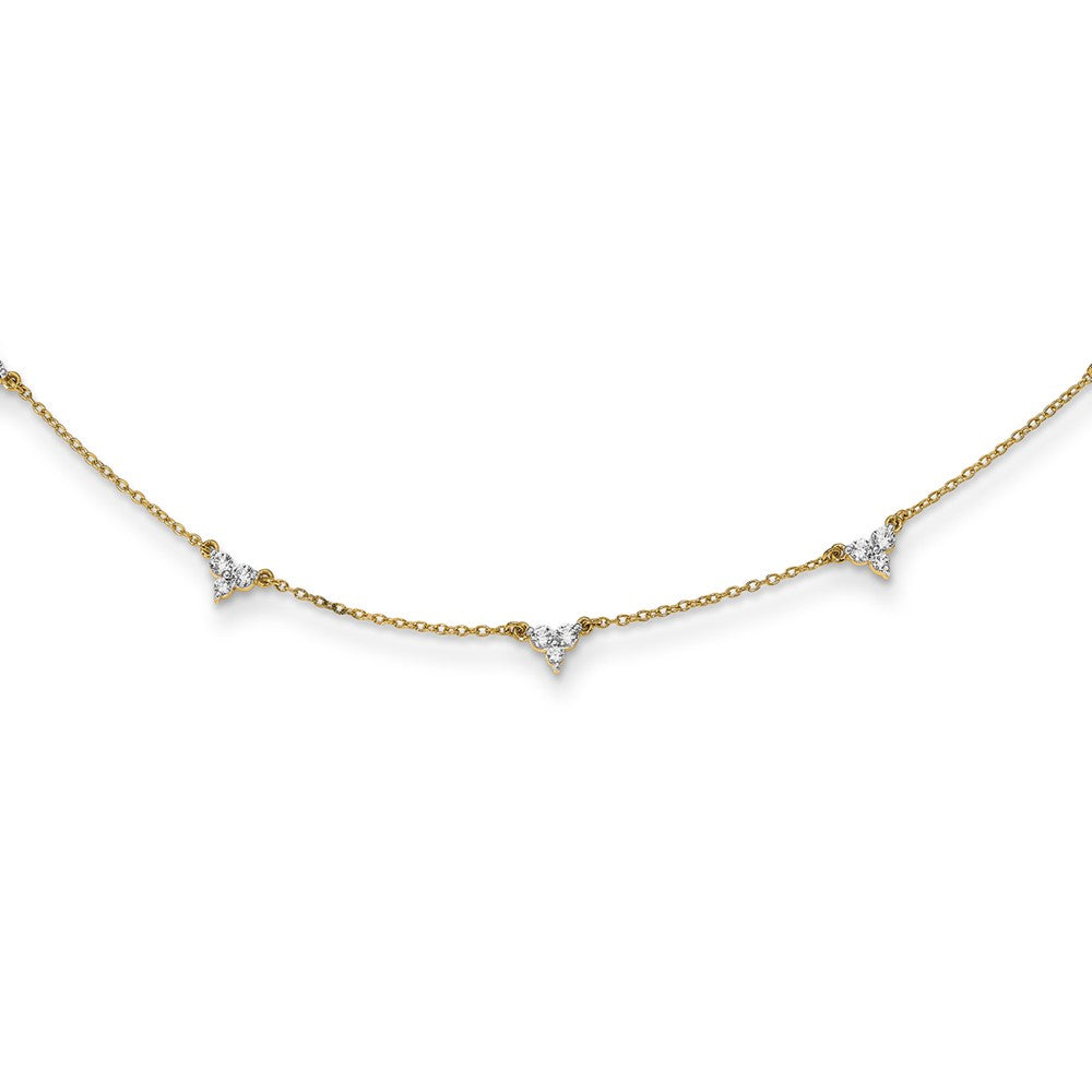 True Origin 14K Yellow Gold 1 carat Lab Grown Diamond VS+ F+ Complete 7 Station 18 in Necklace