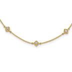 14k Complete 1/2 carat Diamond Quatrefoil Design 9-Station 18 inch Necklace