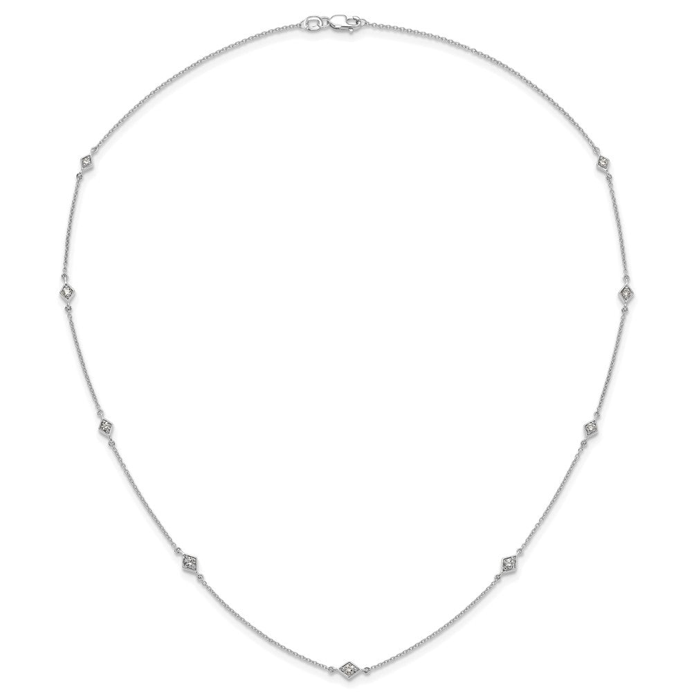 14k White Gold Complete 1/2 carat Diamond 9-Station 18 inch Necklace