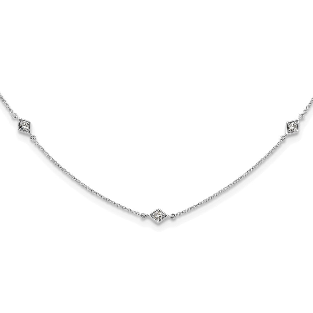 14k White Gold Complete 1/2 carat Diamond 9-Station 18 inch Necklace
