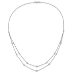 14k White Gold Complete 1/2 carat Diamond Multi-Station Double Strand 18 inch Necklace