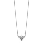 14k White Gold with Black Rhodium 1/10 carat Diamond Bee 18 inch Necklace