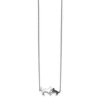 14k White Gold 1/20 carat Black Diamond Mother and Baby Cat 18 inch Necklace