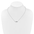 14k White Gold 1/20 carat Black Diamond Mother and Baby Cat 18 inch Necklace