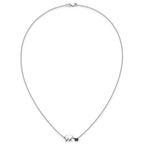 14k White Gold 1/20 carat Black Diamond Mother and Baby Bear 18 in Necklace