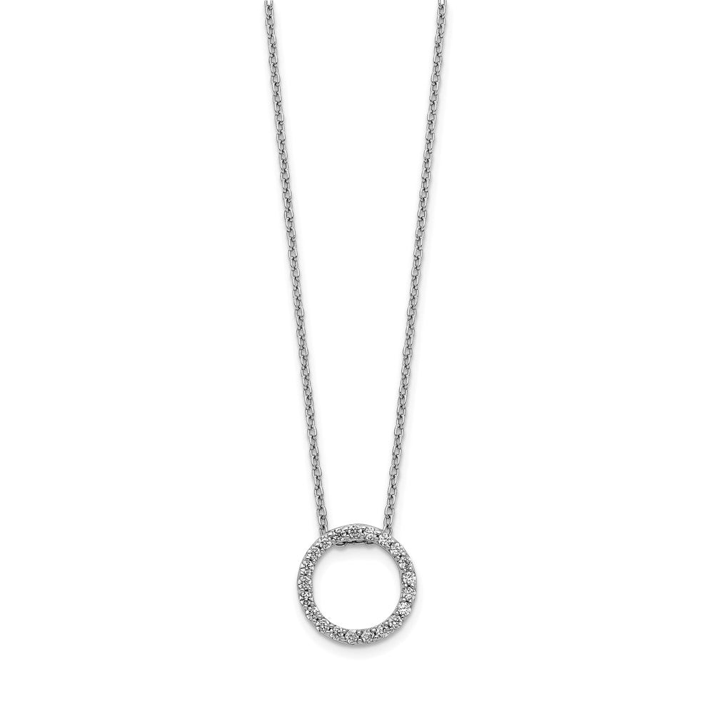 14k White Gold 1/4 carat Diamond Circle 18 inch Necklace
