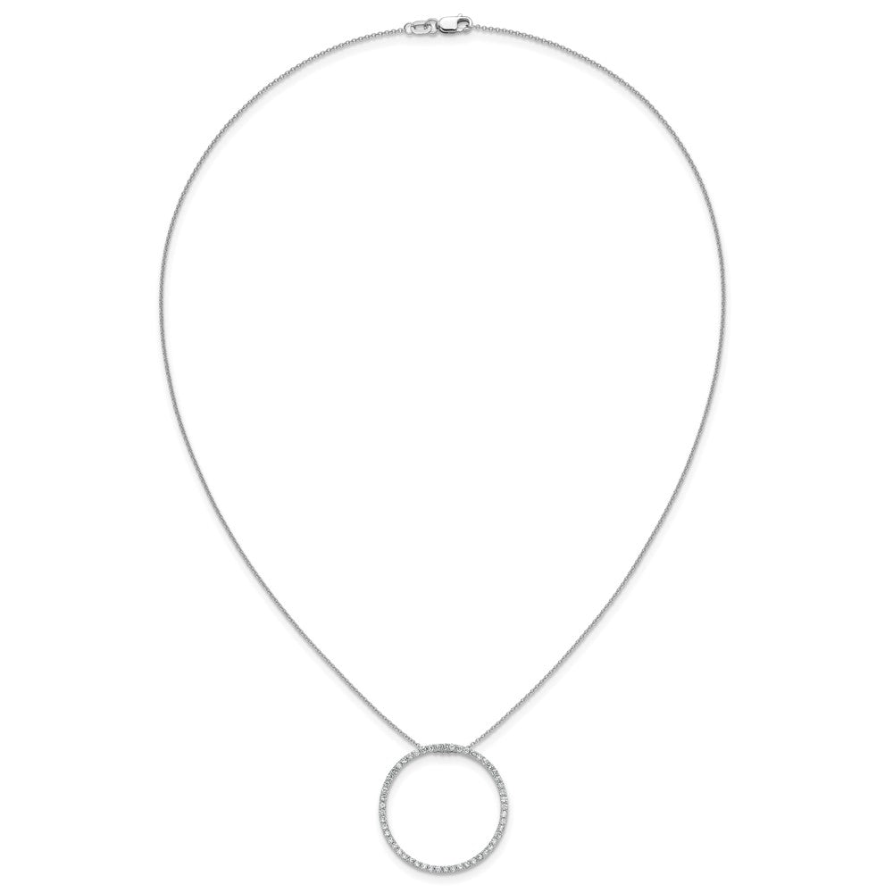 14k White Gold 3/4 carat Diamond Circle 18 inch Necklace