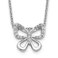14k White Gold 1/10 carat Diamond Butterfly 18 inch Necklace