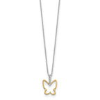 14k Two-tone 1/10 carat Diamond Butterfly 18 inch Necklace