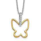 14k Two-tone 1/10 carat Diamond Butterfly 18 inch Necklace