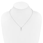 14k White Gold 1/20 carat Diamond Oval Pendant 18 inch Necklace