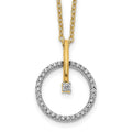 14k Two-tone 1/5 carat Diamond Circle Pendant 18 inch Necklace