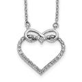 14k White Gold 1/4 carat Diamond Heart with Infinity 18 inch Necklace