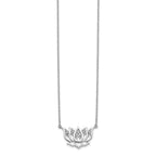 14k White Gold 1/15 carat Diamond Lotus Flower 18 inch Necklace