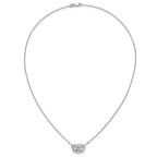 14k White Gold 1/15 carat Diamond Lotus Flower 18 inch Necklace