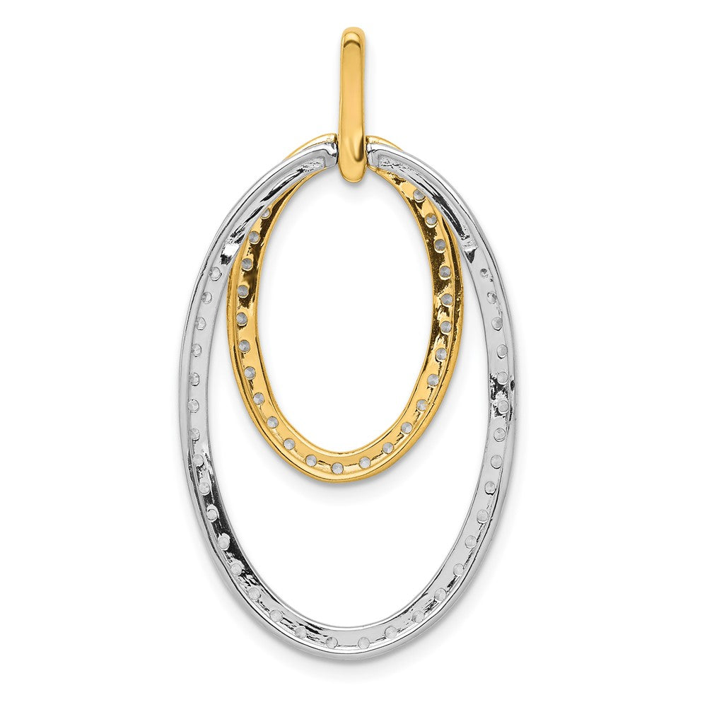 14k Two-tone 1 carat Diamond Double Oval Pendant