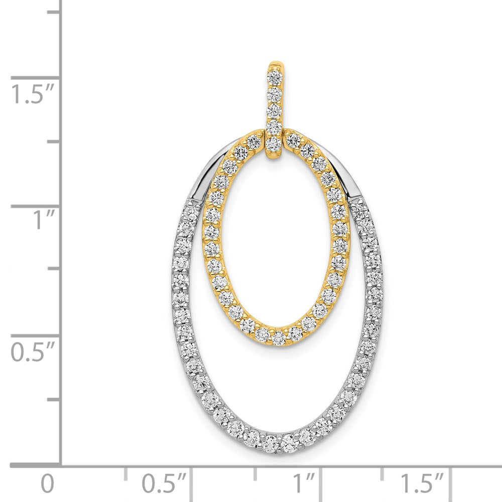 14k Two-tone 1 carat Diamond Double Oval Pendant