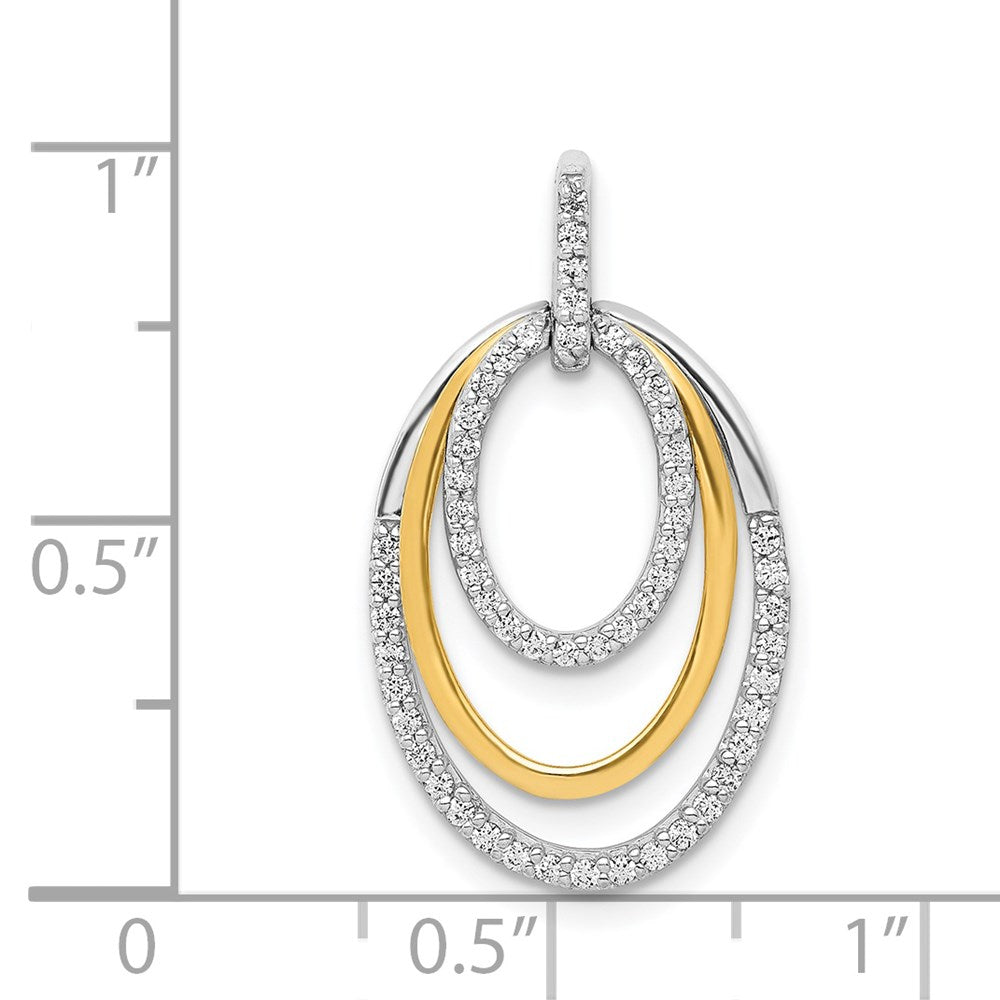 14k Two-tone 1/4 carat Diamond Fancy Triple Oval Pendant