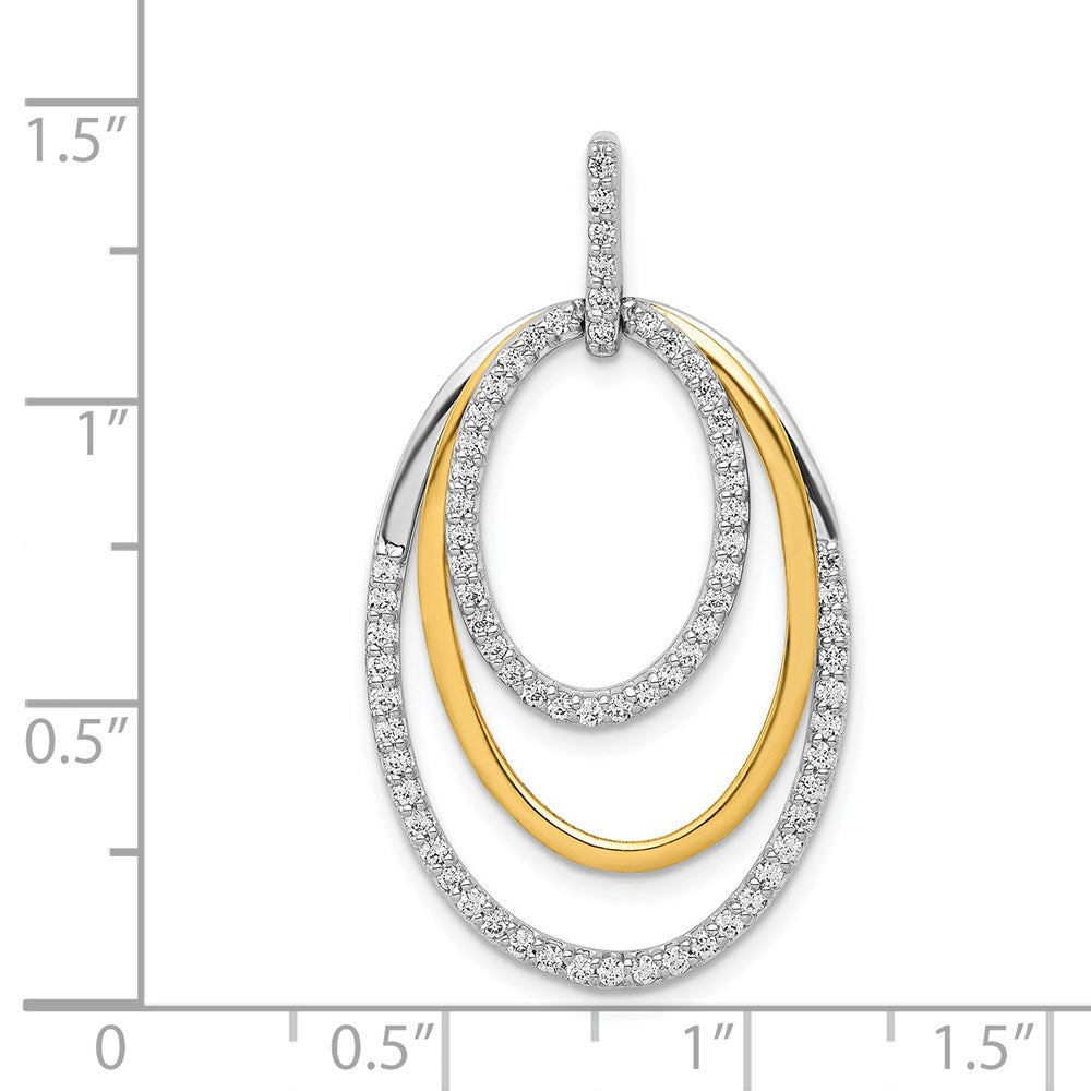 14k Two-tone 1/2 carat Diamond Fancy Triple Oval Pendant