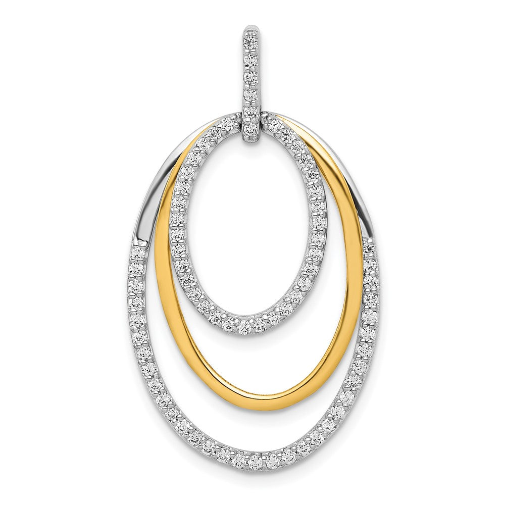 14k Two-tone 1/2 carat Diamond Fancy Triple Oval Pendant