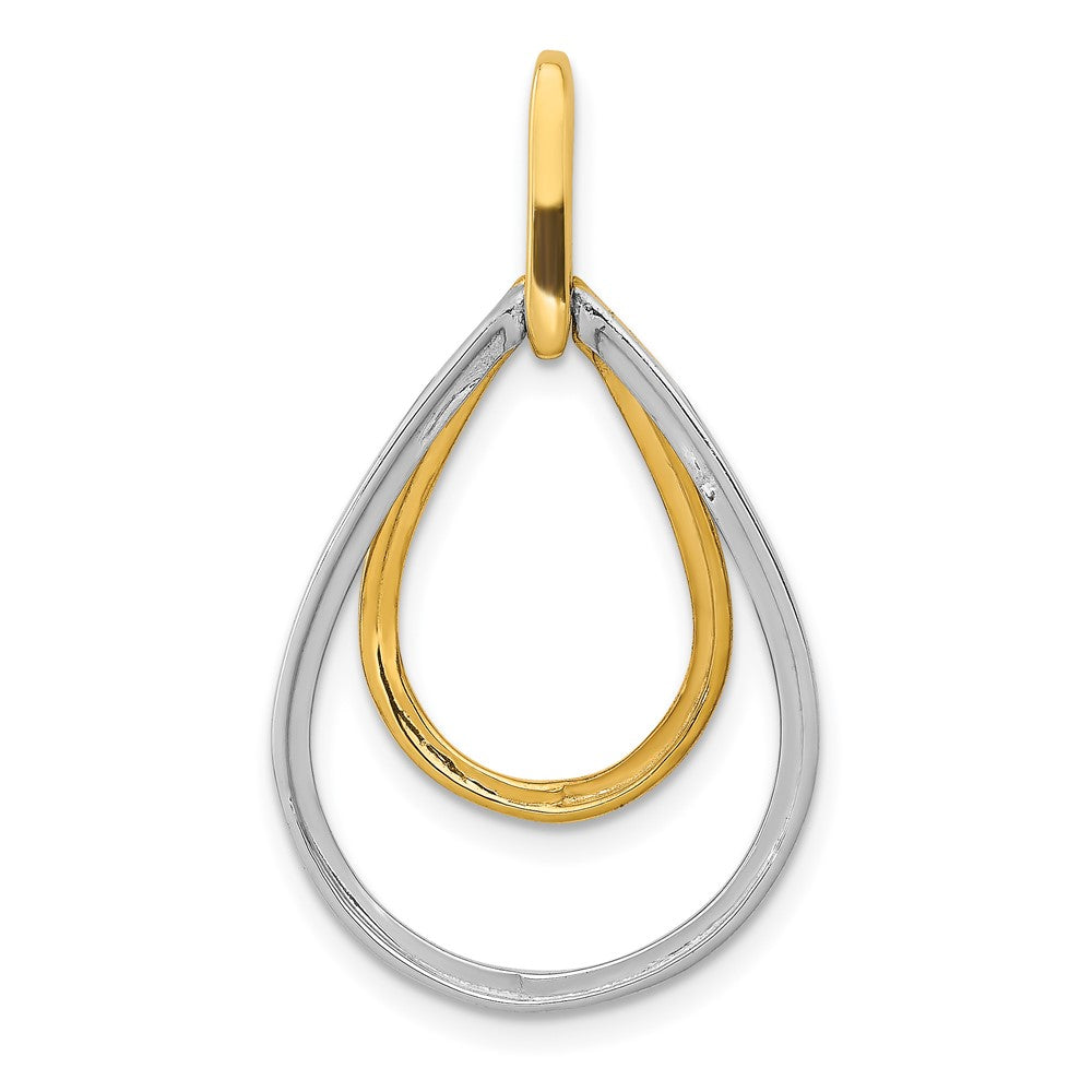 14k Two-tone Polished 1/4 carat Diamond Double Teardrop Pendant