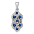 14k White Gold 1/4 carat Diamond and .32 Sapphire Fancy Twist Pendant
