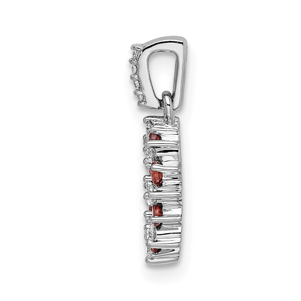 14k White Gold Diamond and .08 Garnet Fancy Circle Pendant