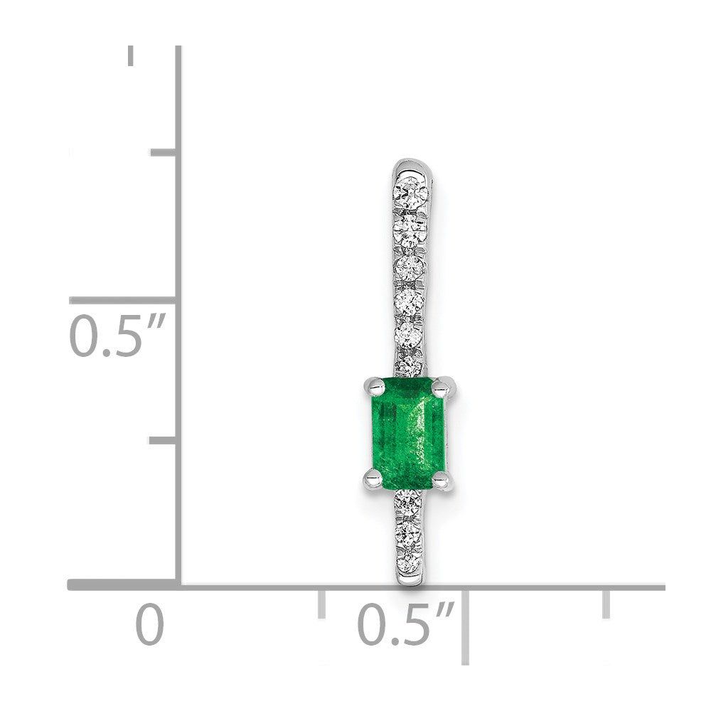 14k White Gold Graduated Diamond and Rectangle Emerald Fancy Chain Slide