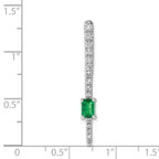 14k White Gold Graduated Diamond and Rectangle Emerald Fancy Chain Slide