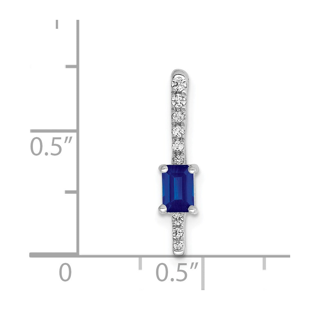 14k White Gold Graduated Diamond and Rectangle Sapphire Fancy Chain Slide