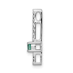 14k White Gold Graduated Diamond and Emerald Fancy Chain Slide