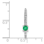 14k White Gold Graduated Diamond and Emerald Fancy Chain Slide