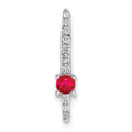 14k White Gold Graduated Diamond and .18 Ruby Fancy Chain Slide